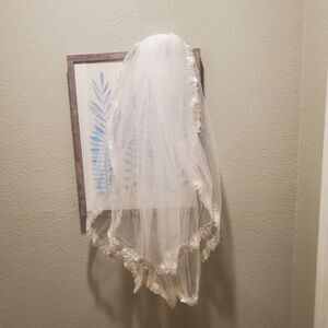 New White Wedding Veil with Comb